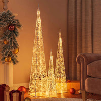 cones lumineux decoratifs noel 3 tailles led blanc chaud 6090120 cm usb 6090120 cm 1 | jardinna