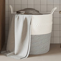 corbeille rangement pliable espace organise gris blanc 43 x 38 cm | jardinna