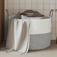 corbeille rangement pliable espace organise gris blanc 51 x 33 cm | jardinna