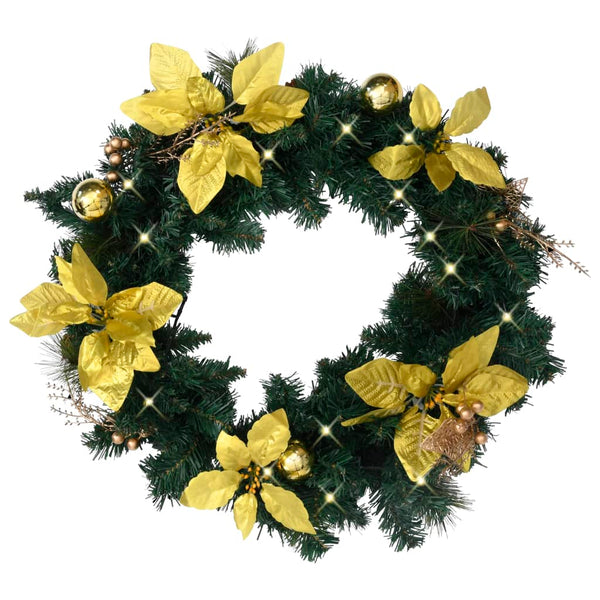 couronne lumineuse noel 60 cm pvc 20 led vert dore vert dore 1 | jardinna