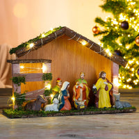 creche noel eclairee a led 30x10x20 cm 9 figurines default title 1 | jardinna