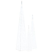 decoration noel cones lumineux led acrylique blanc froid 60x10 cm 2 | jardinna