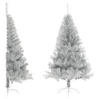 demi sapin noel artificiel 120 cm support pvc argent 120 x 68 cm 1 | jardinna