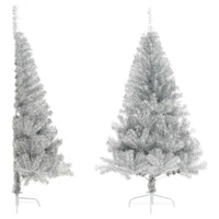 demi sapin noel artificiel 120 cm support pvc argent 150 x 95 cm 1 | jardinna