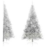 demi sapin noel artificiel 120 cm support pvc argent 210 x 120 cm 1 | jardinna