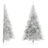 demi sapin noel artificiel 120 cm support pvc argent 240 x 125 cm 1 | jardinna