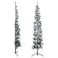 demi sapin noel artificiel mince neige floquee 240 cm 2 | jardinna