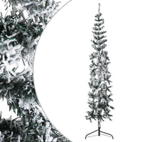 demi sapin noel artificiel mince neige floquee 240 cm blanc vert 240 x 61 cm 1 | jardinna