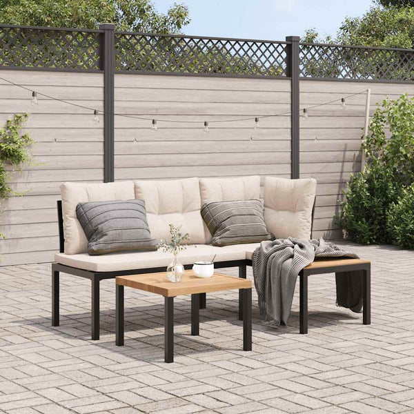 ensemble banc jardin coussins 3 pcs noir taupe 1 | jardinna