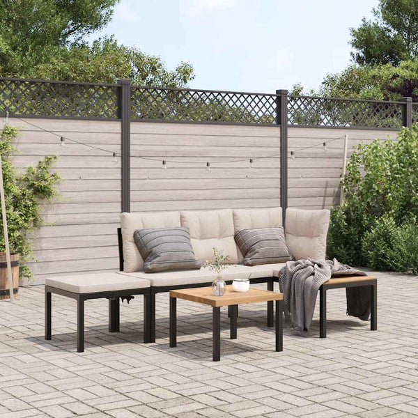 ensemble banc jardin coussins 4 pcs mobilier exterieur elegant confortable taupe table 1 | jardinna