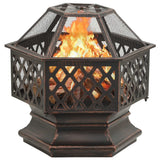 grand foyer hexagonal acier noir marron 0 | jardinna