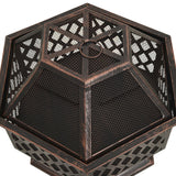 grand foyer hexagonal acier noir marron 3 | jardinna