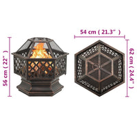 grand foyer hexagonal acier noir marron 6 | jardinna