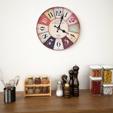 horloge murale vintage bois colourful 30 cm | jardinna