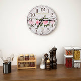 horloge murale vintage bois fleur 30 cm | jardinna