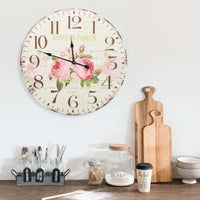 horloge murale vintage bois fleur 60 cm | jardinna