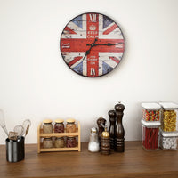 horloge murale vintage bois royaume uni 30 cm | jardinna