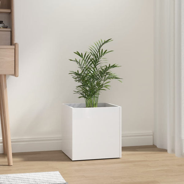 jardiniere 40x40x40 cm bois dingenierie motifs varies blanc brillant 1 | jardinna
