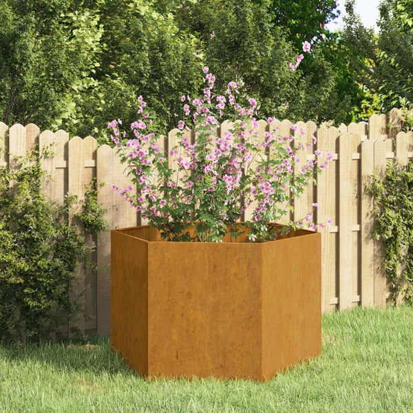 jardiniere acier corten hexagonale design rustique jardin 60 x 60 x 45 cm 1 | jardinna