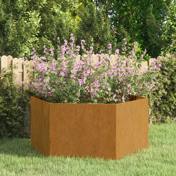 jardiniere acier corten hexagonale design rustique jardin 90 x 90 x 45 cm 1 | jardinna