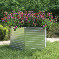 jardiniere acier galvanise hexagonale fond drainage argent 129 x 129 x 77 cm 1 | jardinna