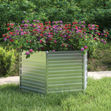 jardiniere acier galvanise hexagonale fond drainage argent 129 x 129 x 77 cm 1 | jardinna
