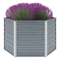 jardiniere acier galvanise hexagonale fond drainage gris 129 x 129 x 77 cm 1 | jardinna