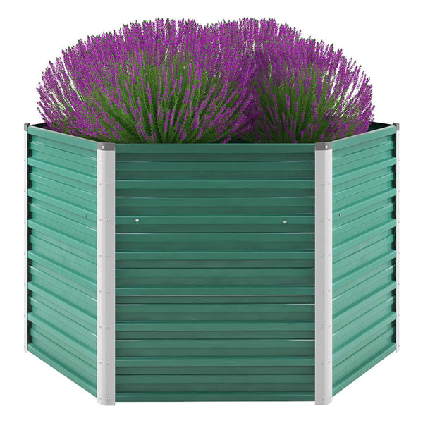 jardiniere acier galvanise hexagonale fond drainage vert 129 x 129 x 77 cm 1 | jardinna