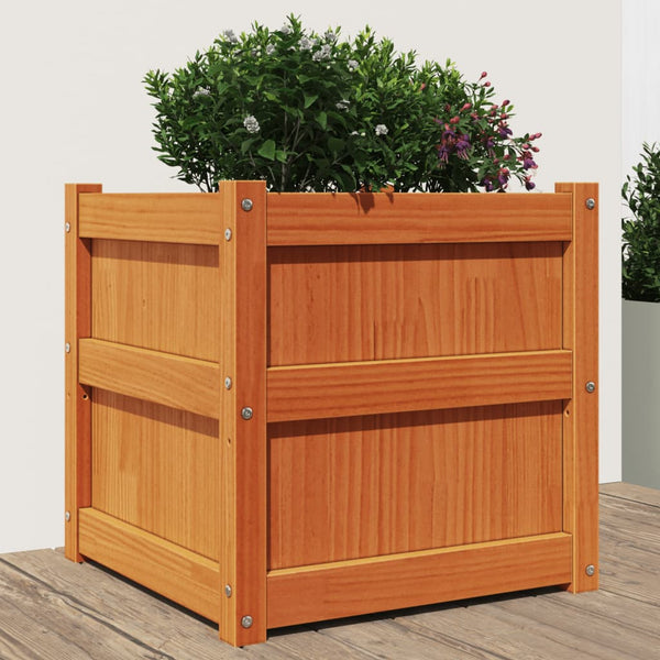 jardiniere bois massif structure robuste 50x50x50 cm bois pin brun 2 | jardinna