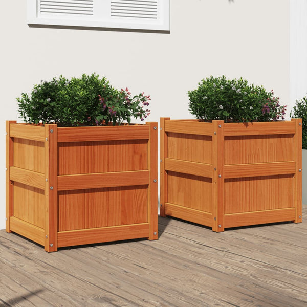 jardiniere bois massif structure robuste 50x50x50 cm bois pin brun 3 | jardinna