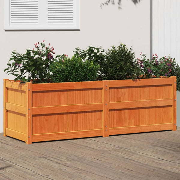jardiniere bois massif style rustique 150x50x50 cm bois pin brun 1 | jardinna