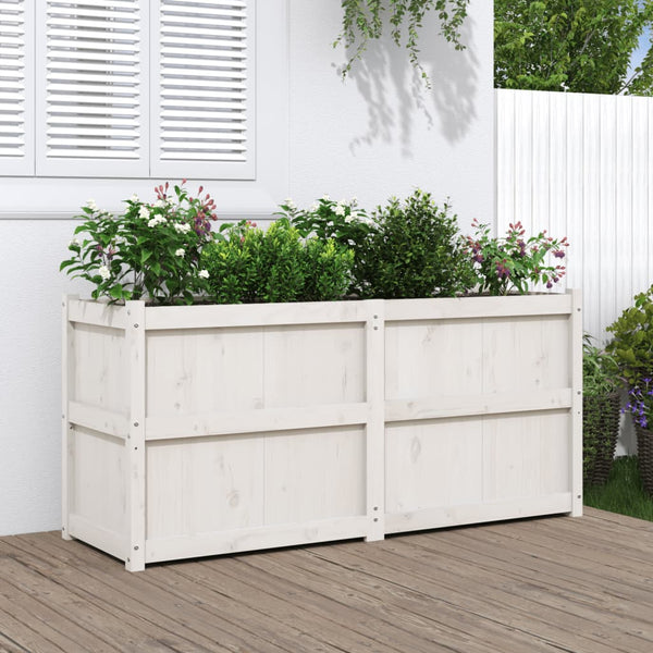 jardiniere bois massif style rustique 150x50x70 cm pin blanc 1 | jardinna