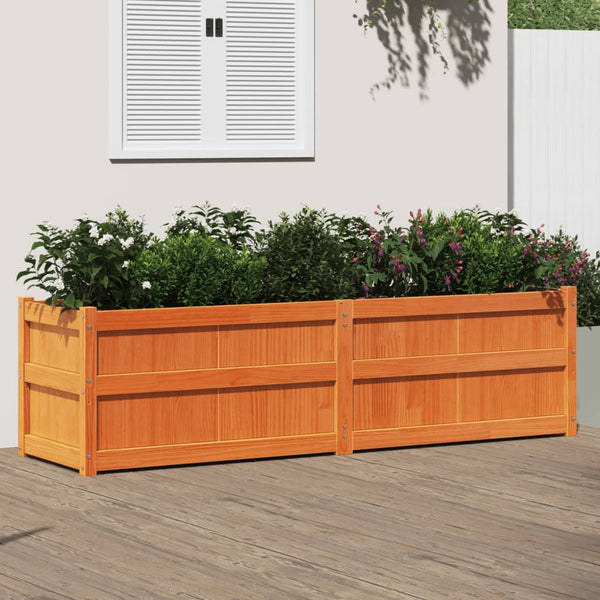 jardiniere bois massif style rustique 180x50x50 cm bois pin brun 1 | jardinna