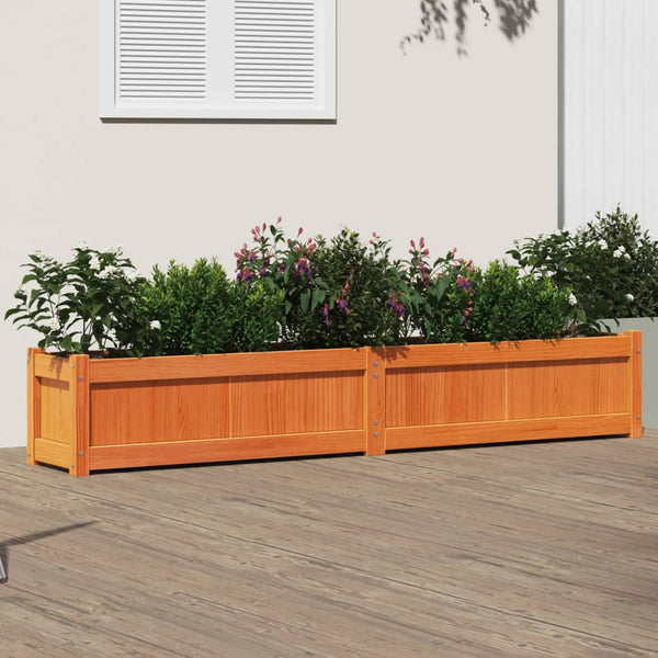 jardiniere bois massif style rustique 181x30x31 cm bois pin brun 2 | jardinna