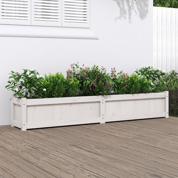 jardiniere bois massif style rustique 181x30x31 cm pin blanc 2 | jardinna