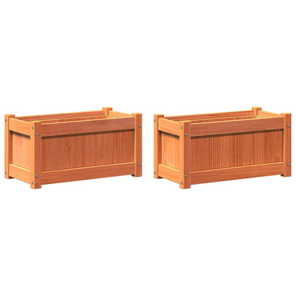 jardiniere bois massif style rustique 60x31x31 cm set 1 2 pcs 2 | jardinna