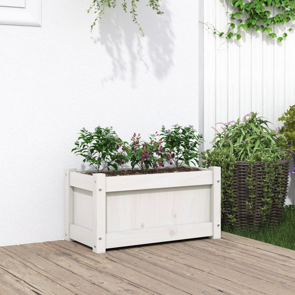 jardiniere bois massif style rustique 60x31x31 cm set 1 2 pcs blanc 2 | jardinna