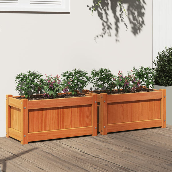 jardiniere bois massif style rustique 60x31x31 cm set 1 2 pcs marron 3 | jardinna
