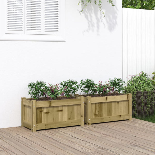 jardiniere bois massif style rustique 60x31x31 cm set 1 2 pcs naturel impregne 3 | jardinna