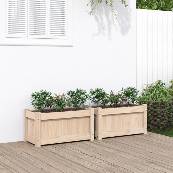 jardiniere bois massif style rustique 60x31x31 cm set 1 2 pcs pin naturel 3 | jardinna