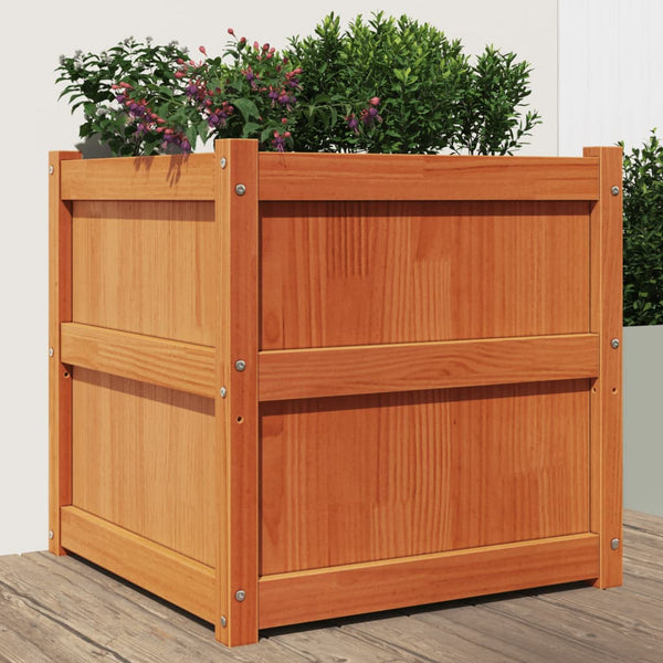jardiniere bois massif style rustique 60x60x60 cm set 1 2 pcs bois pin brun 2 | jardinna