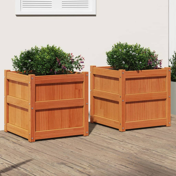 jardiniere bois massif style rustique 60x60x60 cm set 1 2 pcs bois pin brun 3 | jardinna