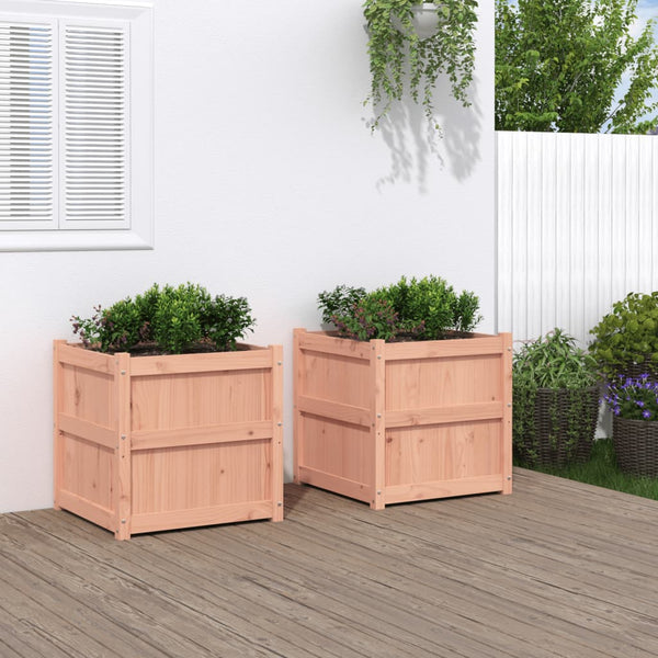 jardiniere bois massif style rustique 60x60x60 cm set 1 2 pcs douglas naturel 3 | jardinna
