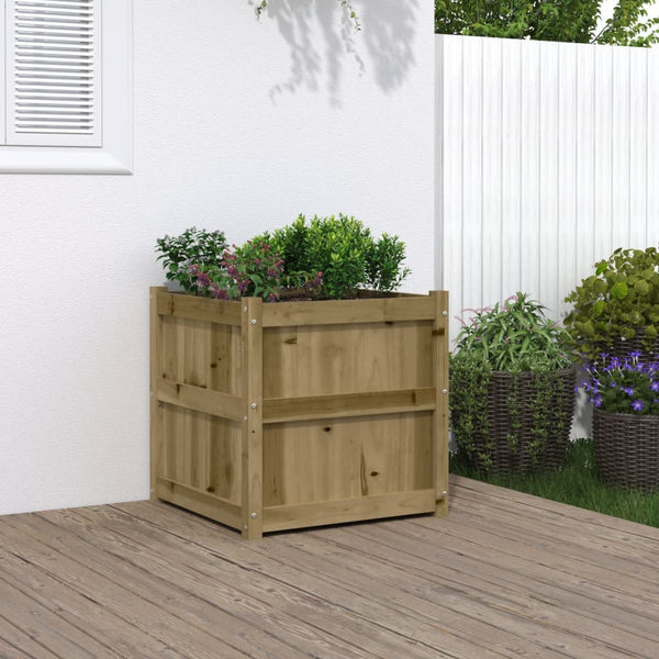 jardiniere bois massif style rustique 60x60x60 cm set 1 2 pcs naturel impregne 2 | jardinna