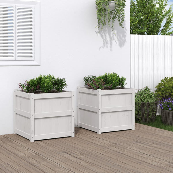 jardiniere bois massif style rustique 60x60x60 cm set 1 2 pcs pin blanc 3 | jardinna
