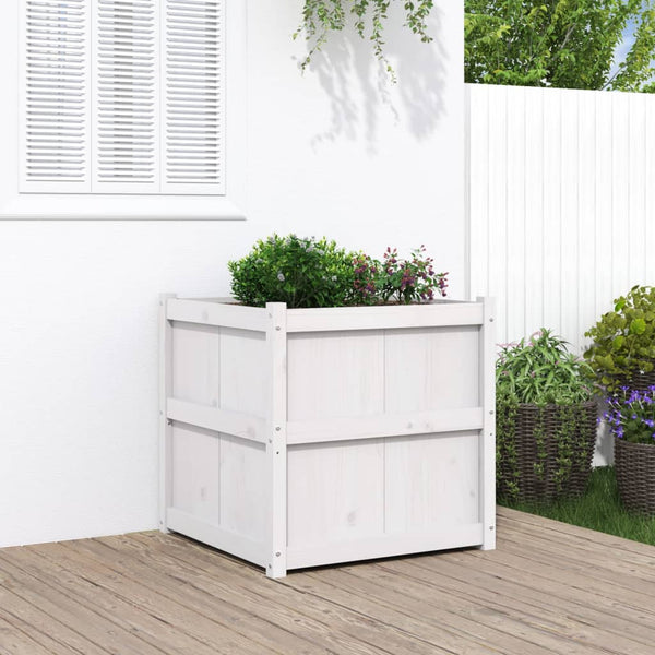 jardiniere bois massif style rustique 70x70x70 cm blanc 1 | jardinna