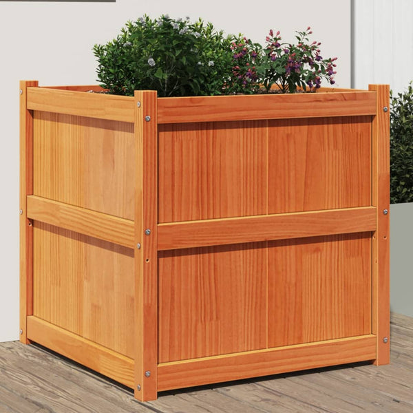jardiniere bois massif style rustique 70x70x70 cm marron 1 | jardinna