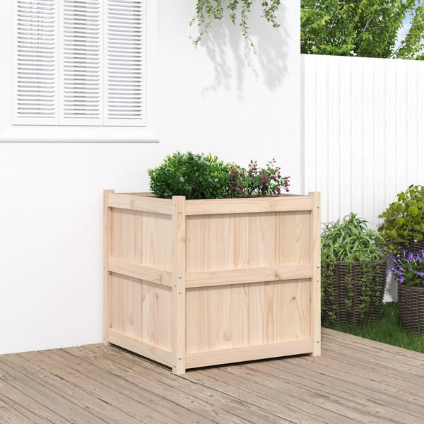 jardiniere bois massif style rustique 70x70x70 cm pin naturel 1 | jardinna