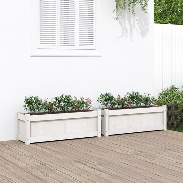 jardiniere bois massif style rustique 90x31x31 cm set 1 2 pcs blanc 3 | jardinna