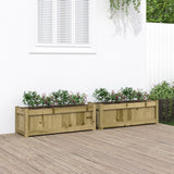 jardiniere bois massif style rustique 90x31x31 cm set 1 2 pcs naturel impregne 3 | jardinna